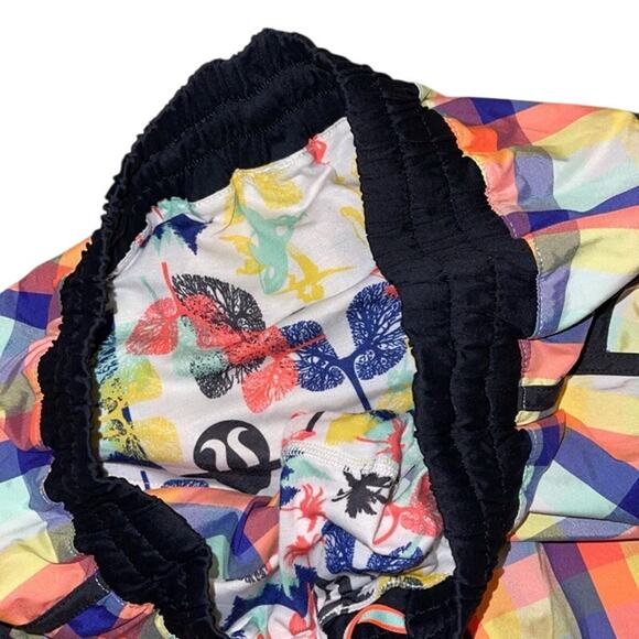 Lululemon Seawheeze 2013 Plaid Tracker Shorts 4 Running Mermaid Sasquatch Rare - Picture 5 of 5